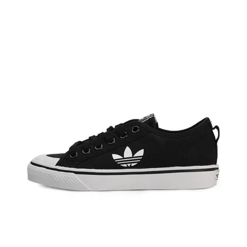 Adidas Originals Nizza Trefoil Slip-resistant Shock Absorbers Low Top Скейтборд Кроссовки Женские Черный Белый
