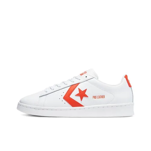 Конверс Cons Pro Leather Low Топ Противоскользящий Устойчивый к истиранию Низкий Топ Скейтборд Кроссовки Унисекс Белый Оранжевый