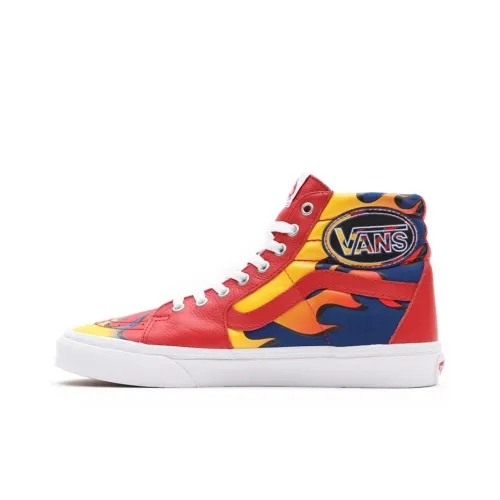 Vans Racer Sk8 Hi Амортизация Устойчивый к истиранию Легкий и Дышащий Высокие Кроссовки для Скейтбординга Унисекс Красный