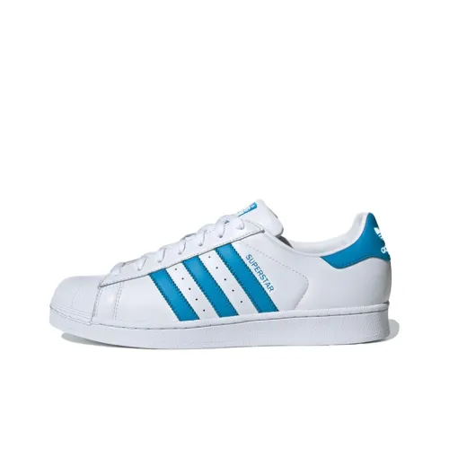 Adidas Originals Superstar Low Топ Кроссовки для скейтбординга Унисекс Белый Бирюзовый Синий