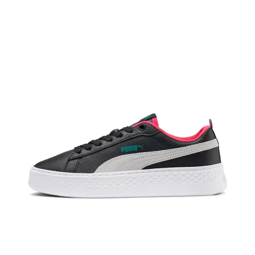 PUMA Smash Platform SoftFoam Low Top Скейтборд Кроссовки Женские Черный Белый