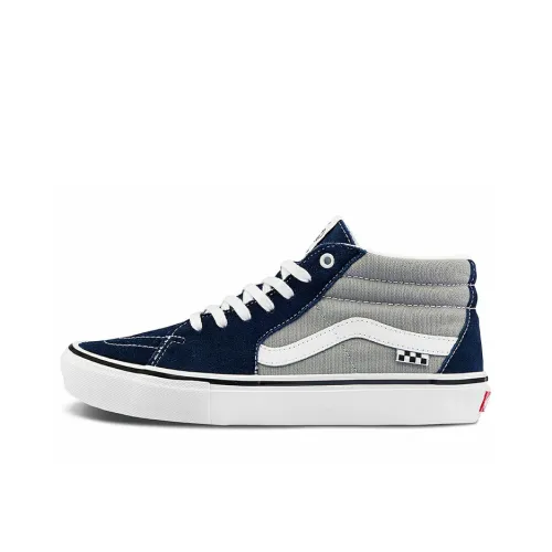 Vans SK8 MID Топ Скейтборд Кроссовки Унисекс Синий Серый Пэчворк