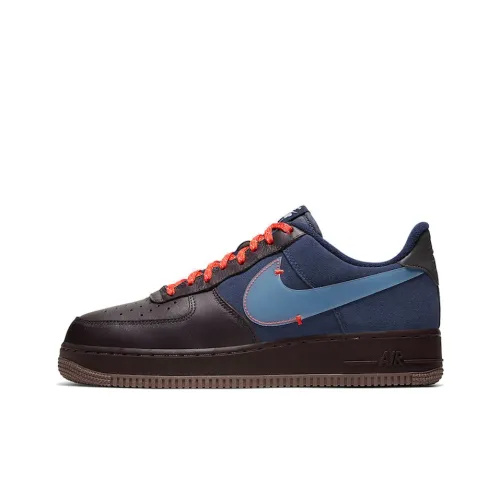 Nike Air Force 1 Low Топ Скейтборд Кроссовки Унисекс Черный Синий Пэчворк