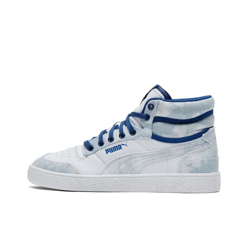 PUMA Ralph Sampson Denim MID Топ Скейтборд Кроссовки Унисекс Белый Синий