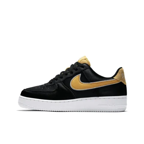 Nike Air Force 1 Satin Coated Slip-Resistant и Abrasion-Resistant Низкие Скейтбординг Кроссовки Женские Черный Золото