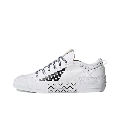 Adidas Originals NIZZA MULTI Foxing Дышащий Низкий Топ Скейтборд Кроссовки Женские Белый Черный Пэчворк
