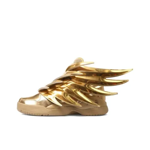 Adidas Originals JEREMY SCOTT Wings Slip-resistant Abrasion-resistant Low Top Skateboard Shoes Unisex Liquid Gold