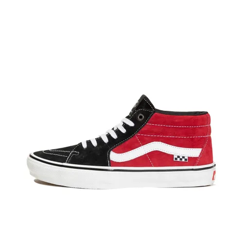 Vans SK8 MID Амортизация Устойчивый к истиранию Легкий Дышащий MID Топ Модный Board Обувь Унисекс Красный черный