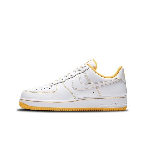 Nike Air FORCE 1 Покрытие Slip-Resistant Abrasion-Resistant Легкий Низкий Топ Скейтбординг Кроссовки Мужские Белый Желтый