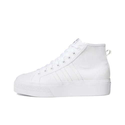 Adidas Originals NIZZA PLATFORM MID Платформа MID Противоскользящие MID Топ Скейтборд Кроссовки Женские Чисто белый