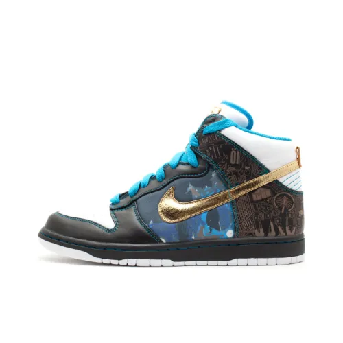 Nike Dunk Dubai Покрытие Slip-Resistant High Top Скейтборд Кроссовки Мужские Черный Белый Золото