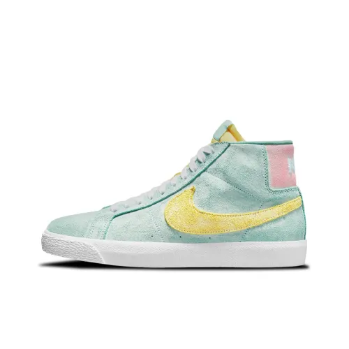 Nike SB Blazer MID Топ Кроссовки для скейтбординга Унисекс Зеленый Желтый Розовый