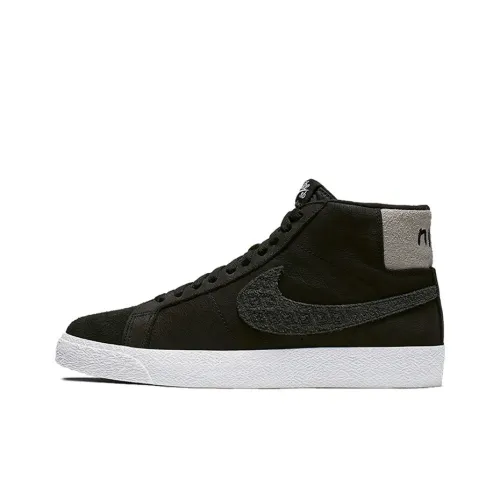 Nike Blazer Gnarhunters Slip-Resistant Shock Absorbers MID Скейтборд Кроссовки Унисекс Черный Белый