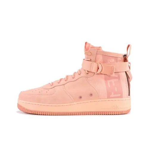 Nike Air FORCE 1 Покрытие Slip-Resistant MID Топ Скейтборд Кроссовки Унисекс Розовый