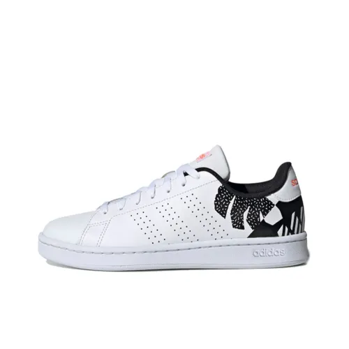 ADIDAS NEO ADVANTAGE Low Топ Скейтборд Кроссовки Женские Белые с Черным Цветком