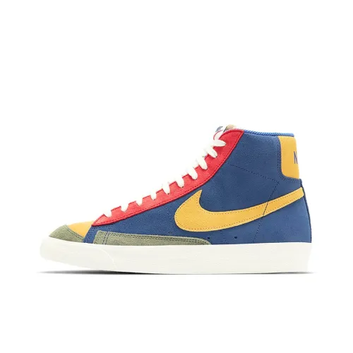 Nike Blazer 77 Vntg We Замша Покрытие Противоскользящие MID Топ Кроссовки для скейтбординга Мужские Красный Синий Желтый