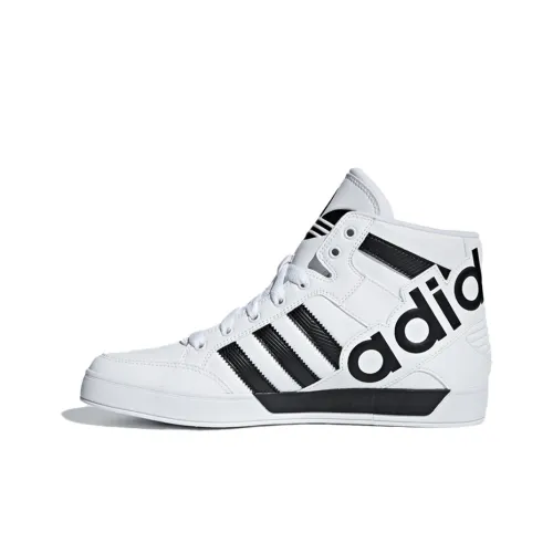 Adidas Originals Hardcourt Hi Big Logo Slip-resistant High Top Skateboard Shoes Men's White Black Adidas Originals Hardcourt Hi Big Logo Slip-resistant Высокие Кроссовки для скейтбординга Мужские Белый Черный