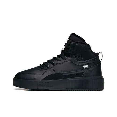 ANTA Life Collection Термический Slip-resistant и устойчивый к истиранию Высокий топ Скейтборд Кроссовки Женские Черный флис с подкладкой