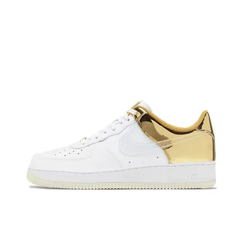 Nike Air FORCE 1 07 PRM Non Slip Легкий Низкий Топ Скейтбординг Кроссовки Унисекс Белый Золото