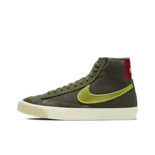 Nike Blazer 77 'Оливковый Snakeskin' Покрытие Slip-Resistant MID Топ Скейтборд Кроссовки Женские Olive Green