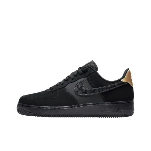 Nike Air Force 1 Матовый Черный Золотое Покрытие Противоскользящий Легкий Низкий Топ Скейтбординг Кроссовки Мужские