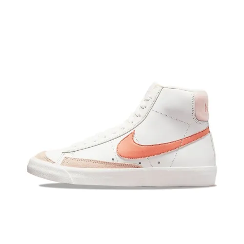 nike Blazer '77 LEA Slip-resistant Abrasion-resistant MID Топ Скейтборд Кроссовки Женские Белые Красно-розовые