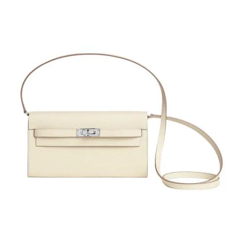 HERMES Kelly To Go Эпсомская кожа Кошелек Сумка через плечо Сумка на плечо Женская Nata Кремово-белый