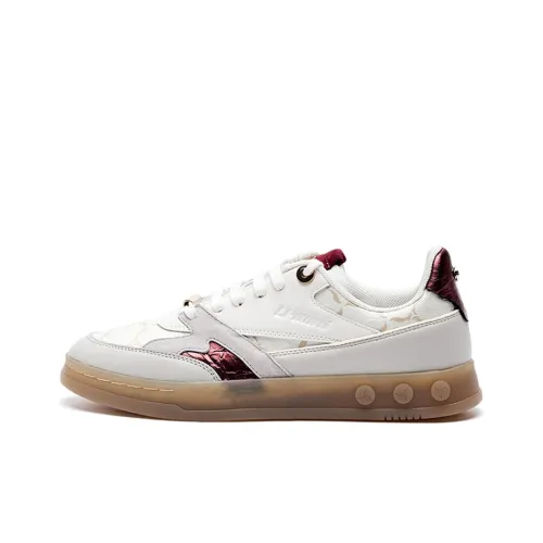 LINING Classic Collection Износостойкий и Легкий Низкий Топ Скейтборд Кроссовки Женские Белые Красные