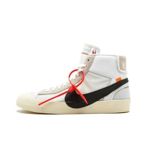 OFF Белый x Nike Blazer 'The Ten' Slip-resistant Abrasion-resistant Breathable MID Скейтбординг Кроссовки Unisex Ecru