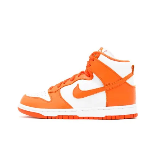nike Dunk High Ретро QS Противоскользящие Устойчивые к истиранию Высокие Кроссовки для скейтбординга Женские Белые Апельсиновые
