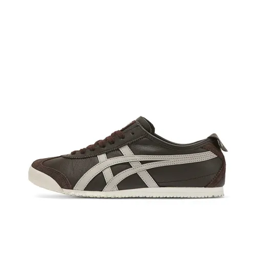 Onitsuka Tiger MEXICO 66 Устойчивые к истиранию амортизаторы Низкие Кроссовки для скейтбординга Унисекс Кофе