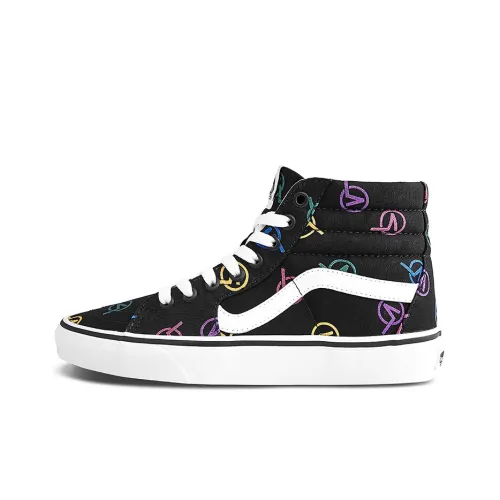 VANS SK8 High Топ Скейтборд Кроссовки Унисекс Черный Цветная Печать