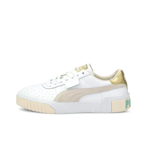 PUMA Cali Soft Glow Low Топ Кроссовки для скейтбординга Женские Белые Золотые
