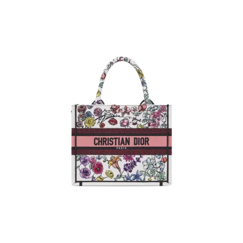 DIOR Вышивка Тоут Сумка Сумка для покупок Сумка Маленькая Женская Многоцветная Белая