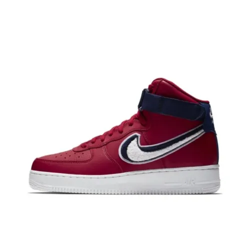 Nike Air FORCE 1 3D Шенилл Swoosh Красный Белый Синий Легкий Покрытие Высокие Кроссовки для скейтбординга Мужские Белый Красный Синий