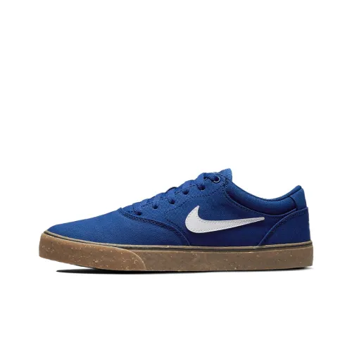 nike SB Chron 2 Холст Противоскользящий Устойчивый к истиранию Низкий Топ Скейтборд Кроссовки Унисекс Синий