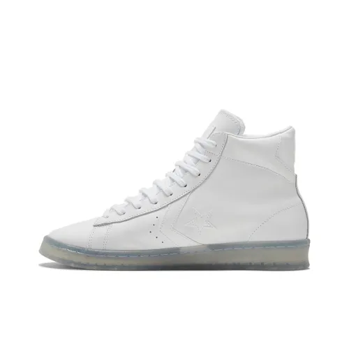 Конверс Cons Pro Leather Slip-Resistant Abrasion-Resistant High Top Skateboard Shoes Unisex Pure White