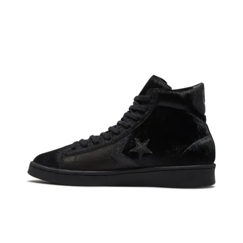 Конверс Cons Pro Leather Slip-Resistant Shock Absorbers Lightweight High Top Скейтборд Кроссовки Unisex Warrior Black