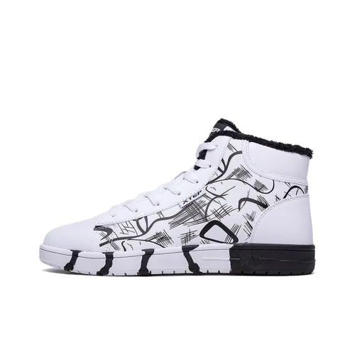 XTEP Покрытие Термическое Противоскользящие Высокие Кроссовки для Скейтбординга Мужские Белые Черные