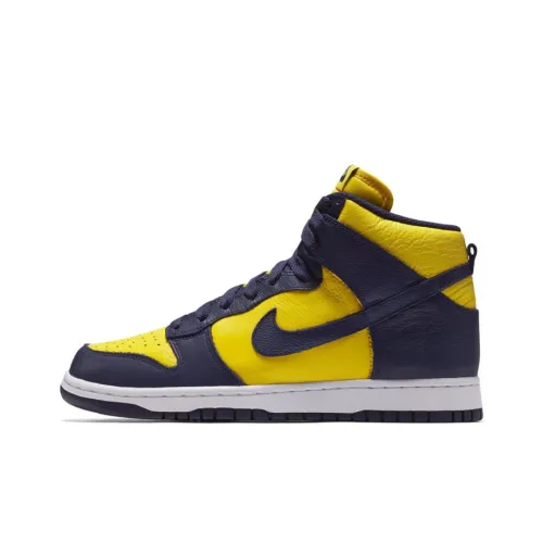 Nike Dunk Michigan Anti-slip Легкий Высокий Топ Скейтбординг Мужской Синий Желтый