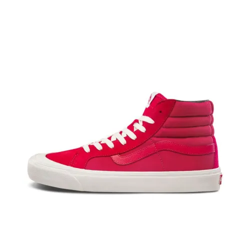 Vans Style 138 OG LX High Топ Скейтборд Кроссовки Унисекс Персиково-красный Шахматный узор