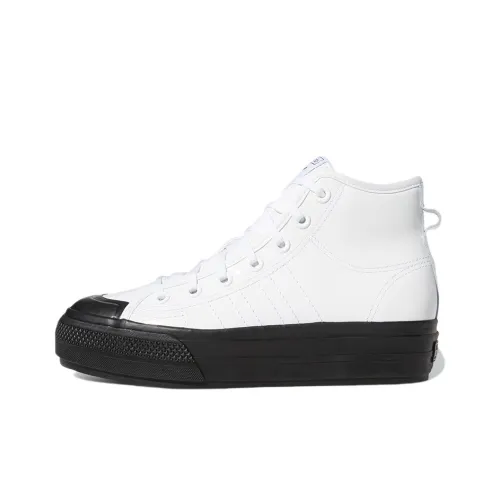 Adidas Originals NIZZA PLATFORM MID Rf Платформа MID Противоскользящие MID Топ Скейтборд Кроссовки Женские Черный Белый