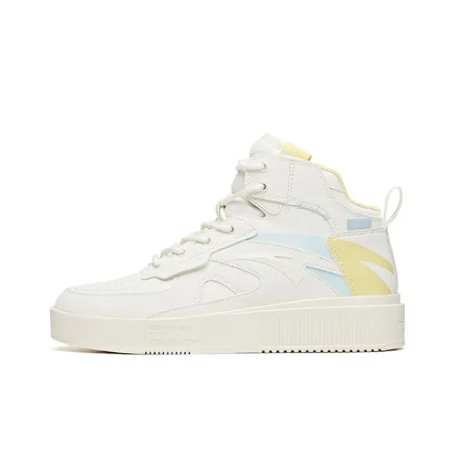 ANTA Life Collection Slip-resistant и Abrasion-resistant покрытие High Top Скейтборд Кроссовки Женские Белый Желтый Синий