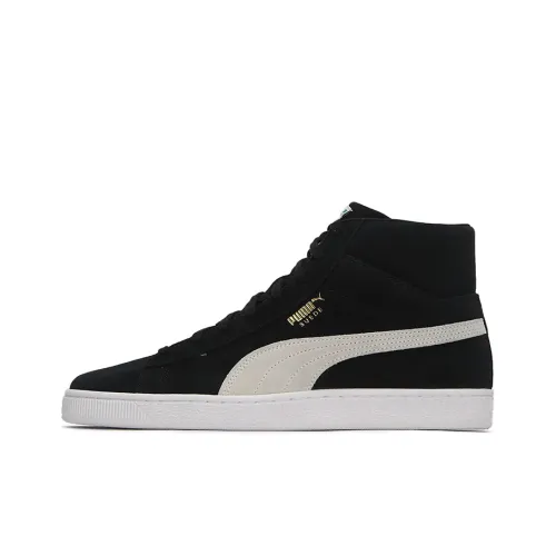 PUMA Suede MID Износостойкий и Легкий MID Скейтбординг Кроссовки Топ Унисекс Черный Белый