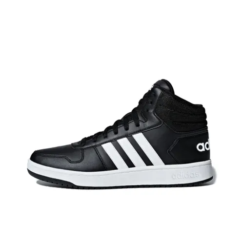 Adidas Neo Hoops 2,0 MID Slip-resistant Abrasion-resistant MID Top Skateboard Shoes Men's Black White