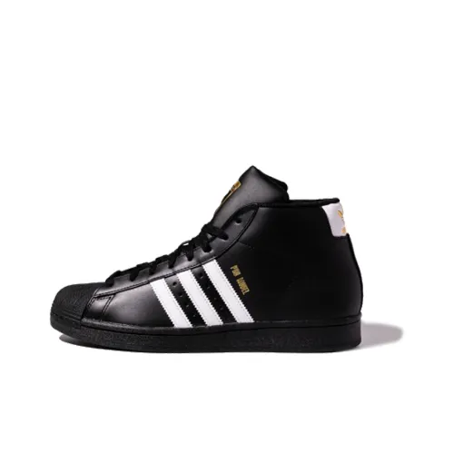 Adidas Originals Pro Model Нескользящий Легкий MID Скейтборд Кроссовки Унисекс Черный Белый