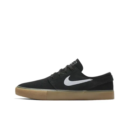 nike SB Stefan Janoski Холст RM Slip-resistant Shock Absorbers Низкие Скейтборд Кроссовки Унисекс Черный Белый