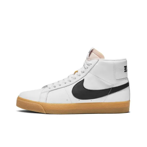 Nike Blazer Оранжевый Label Покрытие Slip-resistant MID Скейтбординг Кроссовки Top Унисекс Белый Натуральная резина