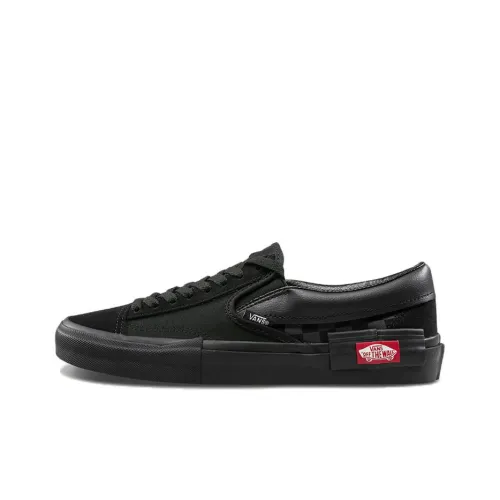 Vans Slip On Series CAP 'Черный Шахматный узор' Легкий Низкий Топ Кроссовки для скейтбординга Унисекс Черный воин