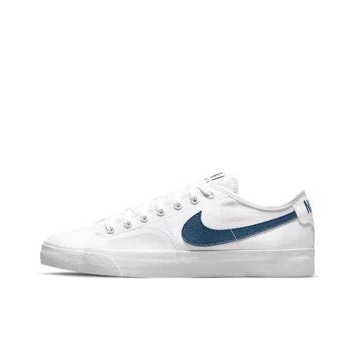 Nike SB Blazer Slip-resistant Амортизация Устойчивость к истиранию Легкий Низкий Топ Скейтборд Кроссовки Унисекс Белый Синий